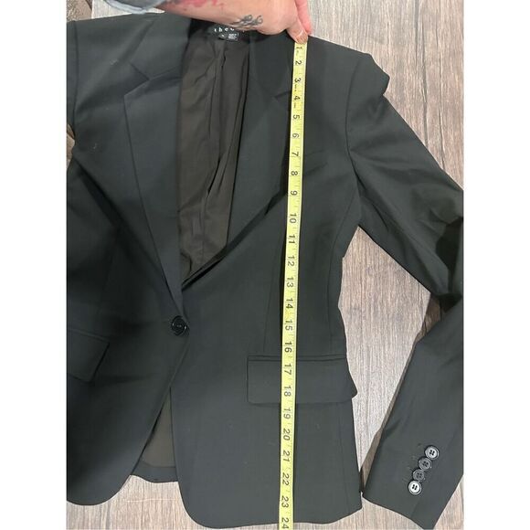 Theory Notch Lapel Button Front Single Breasted Blazer Jacket Black Size 0 - Picture 11 of 16